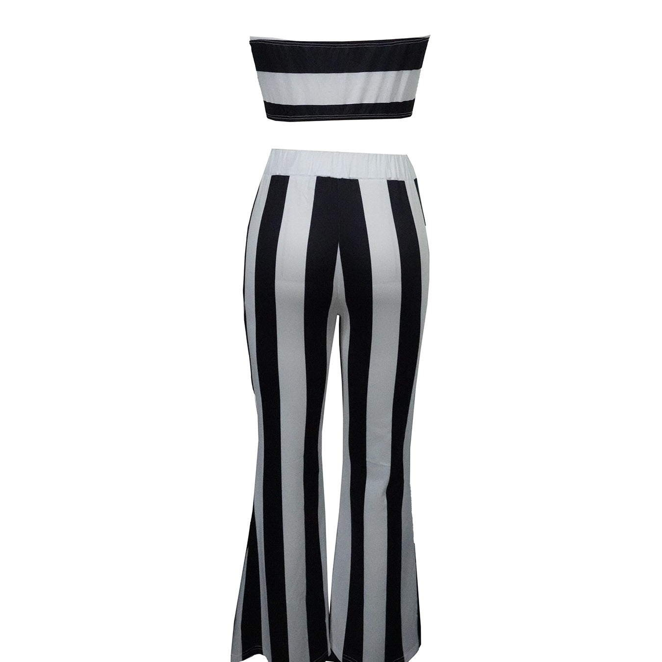 Women's Striped Camisole Vest Slim Fit Flared Pants Set